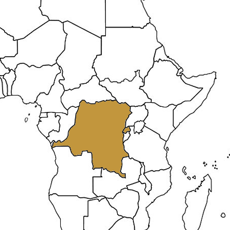 Congo and Rwanda highlighted on a map