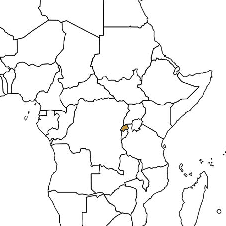Rwanda highlighted on a map