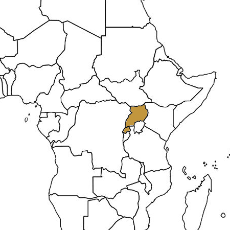 Uganda and Rwanda highlighted on a map